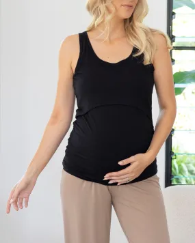 Abbie Maternity Black Nursing Tank Top