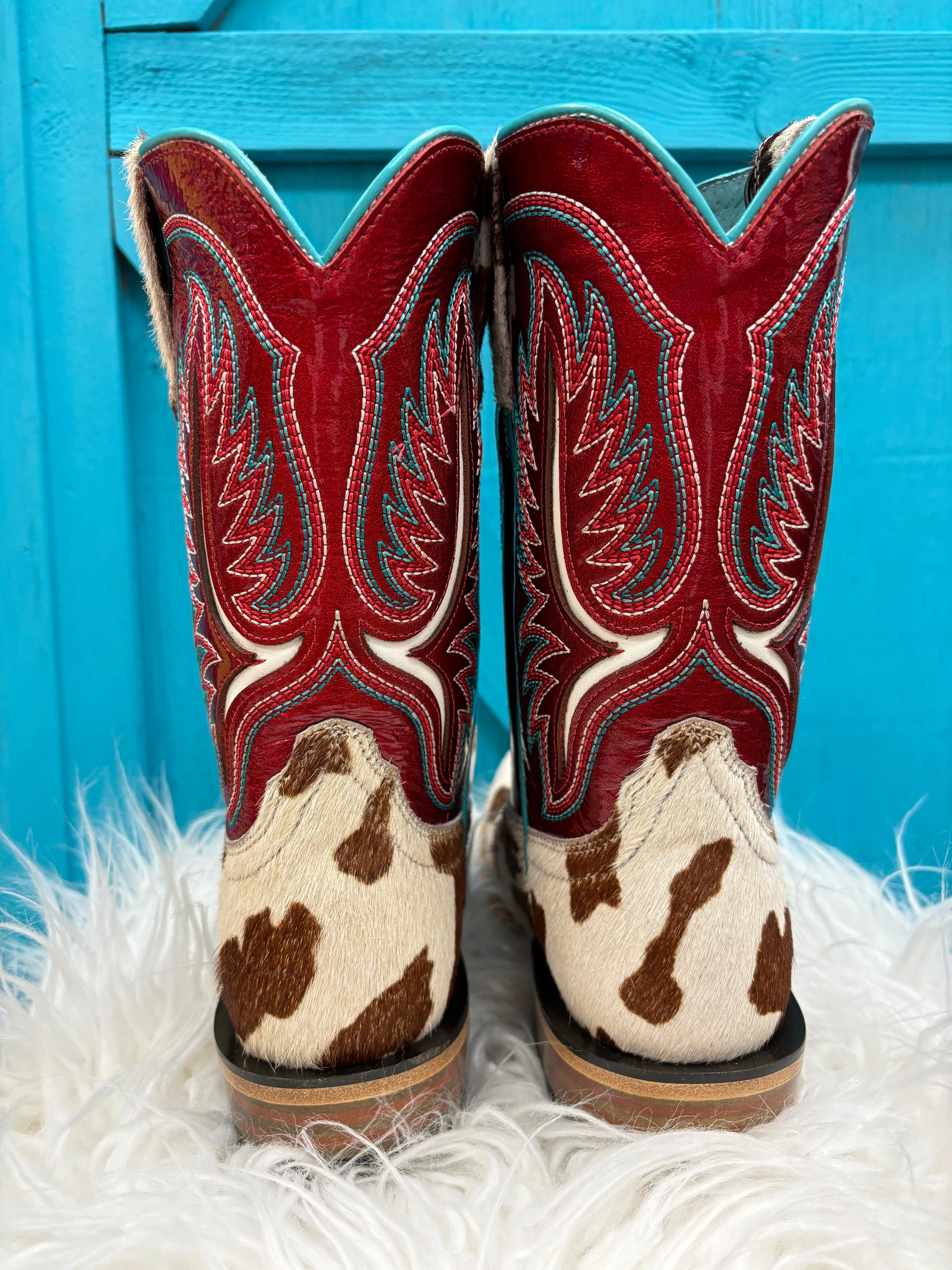 Ariat Women's Futurity Colt Cowtown Hair-On & Ruby Red Patent Cowgirl Boots 10051020