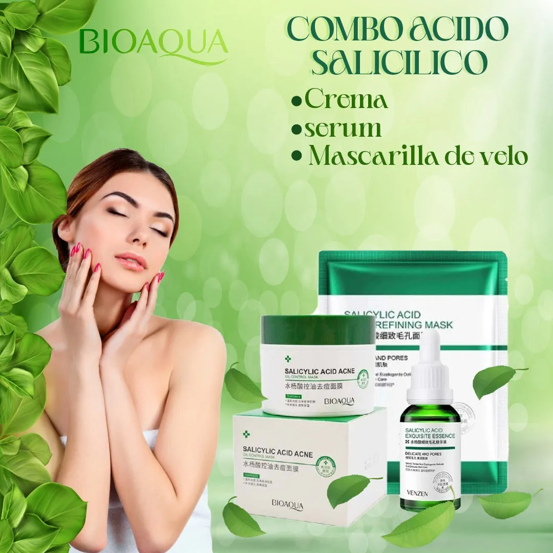 Kit/Combo x 3 cido Salicílico Anti-Acné | Tratamiento Facial Para El Acné - BIOAQUA