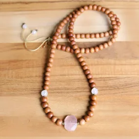 Self Love Sandalwood and Rose Quartz Mala Necklace